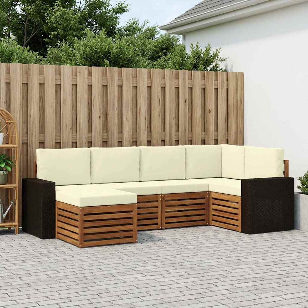 Outdoor-Sofagarnitur 6 stk. Natur und Creme Polyester