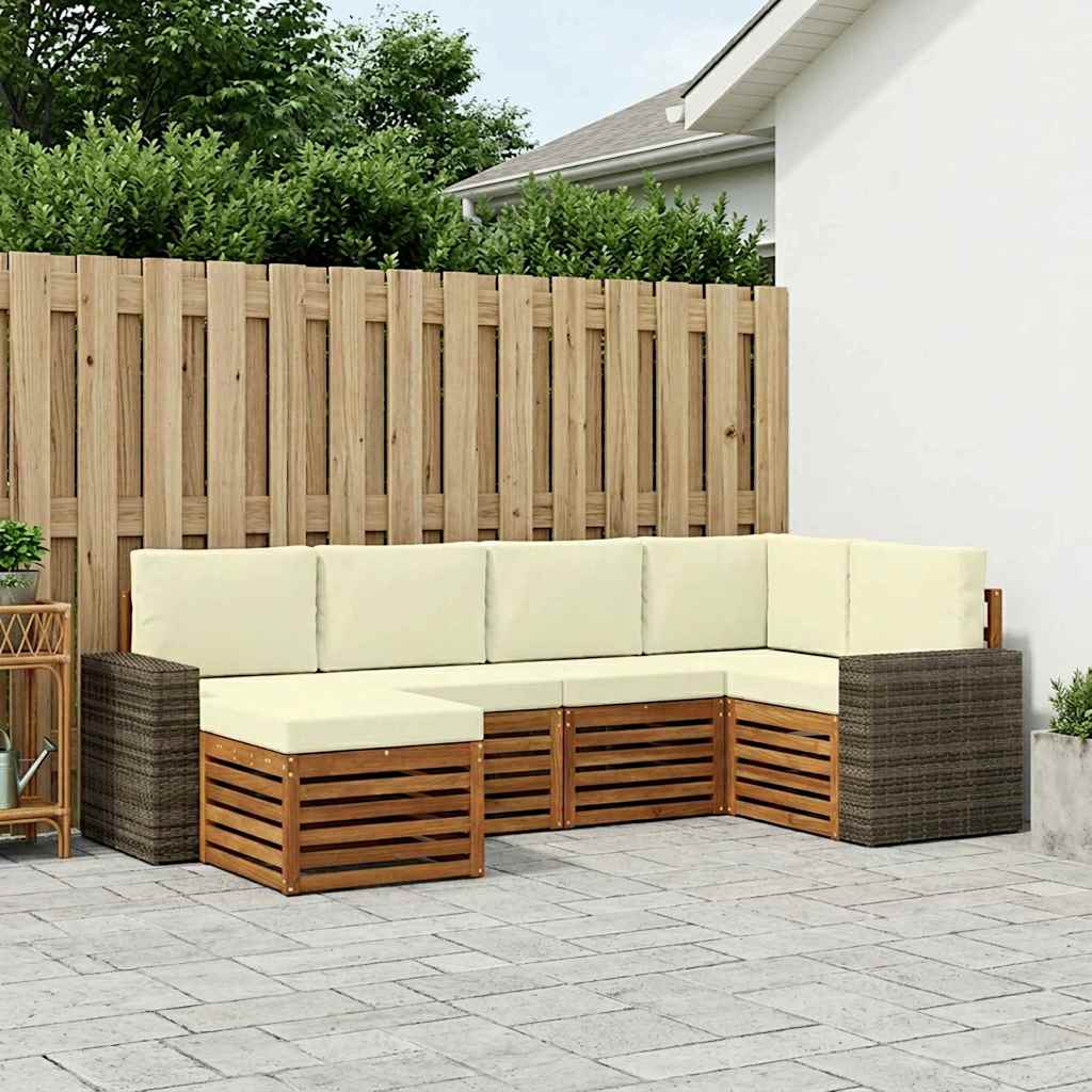 Outdoor-Sofagarnitur 6 stk. Natur und Creme Polyester