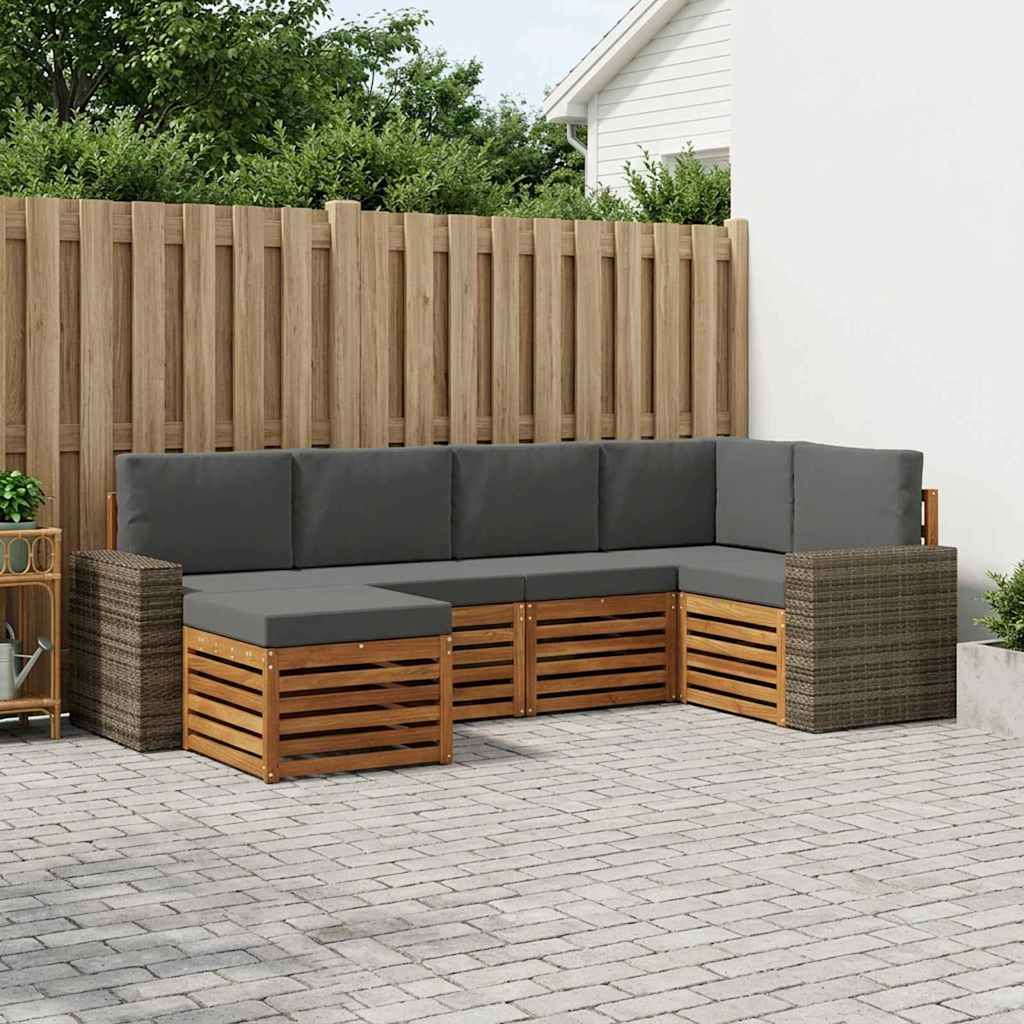 Outdoor-Sofagarnitur 6 stk. Natur und Anthrazit Polyester