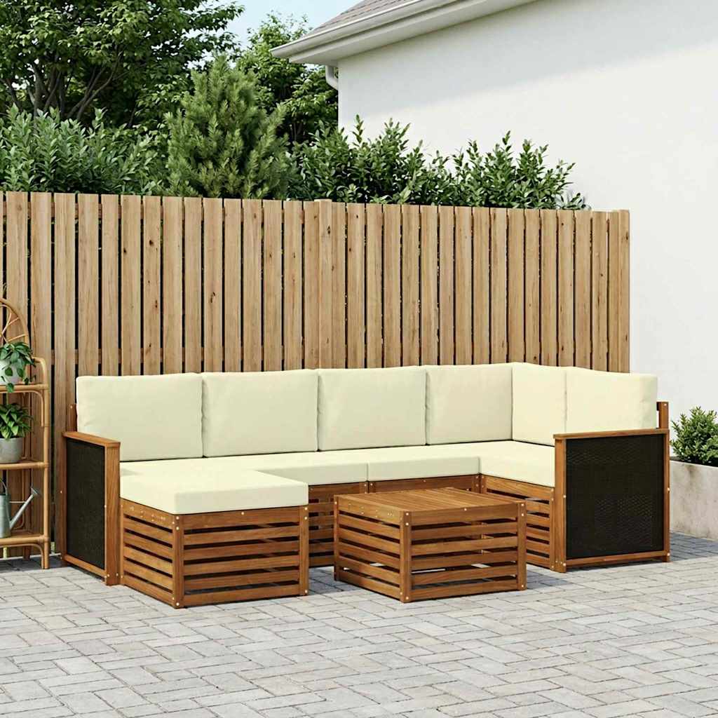 Outdoor-Sofagarnitur 6 stk. Natur und Creme