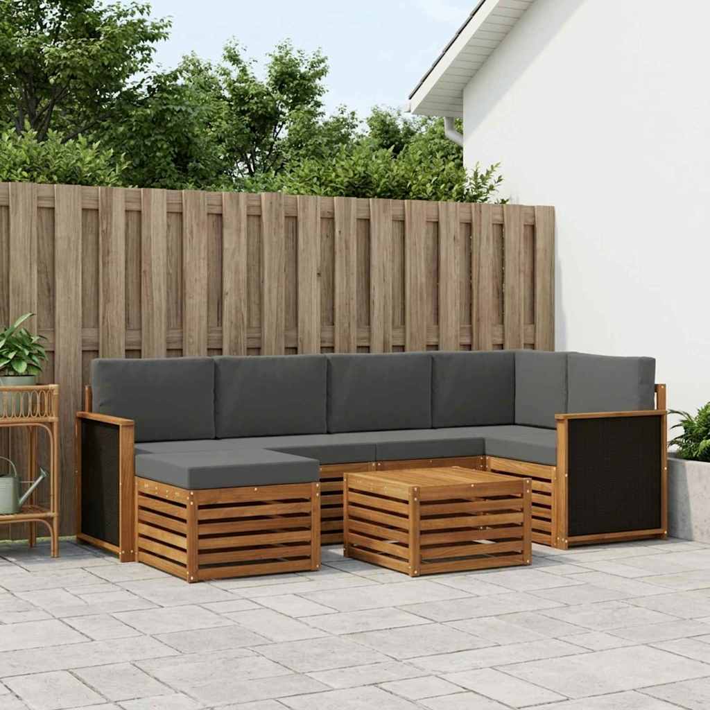 Outdoor-Sofagarnitur 6 stk. Natur und Anthrazit