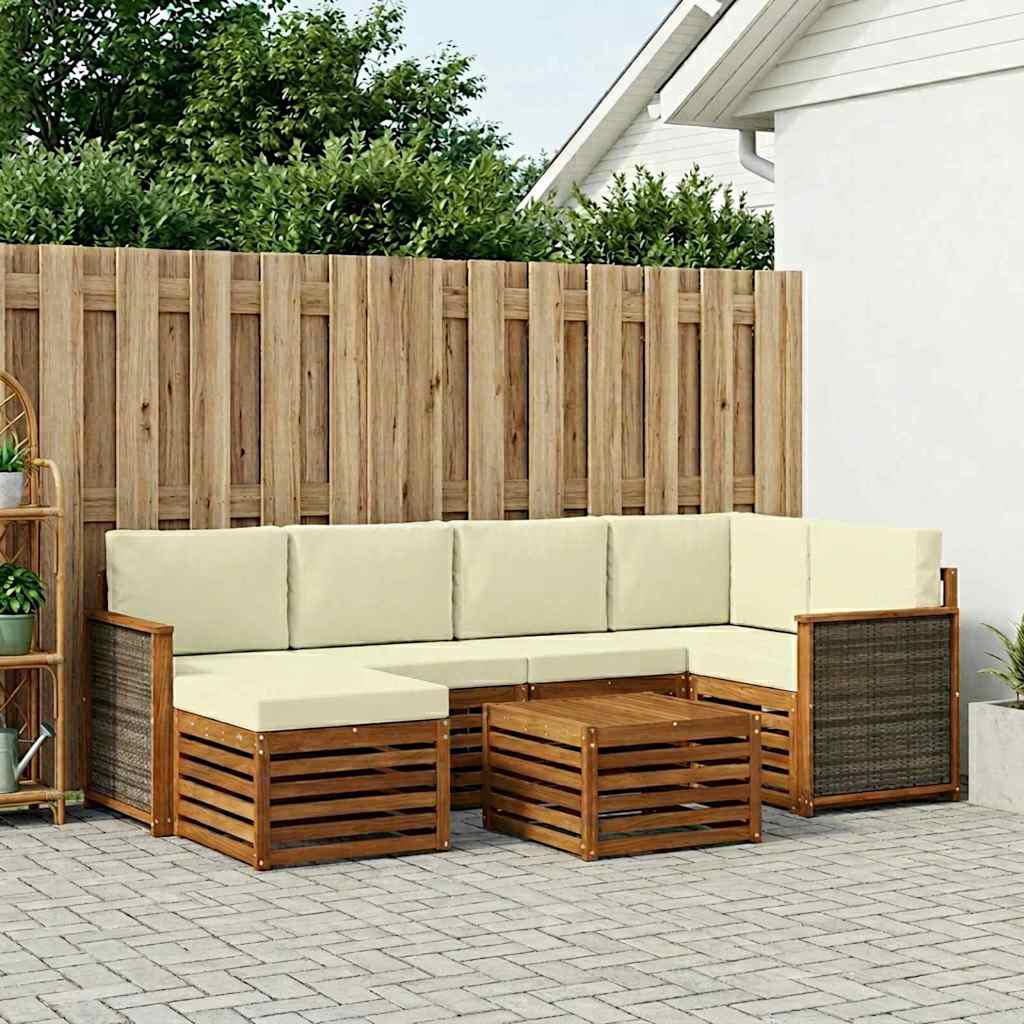 Outdoor-Sofagarnitur 6 stk. Natur und Creme