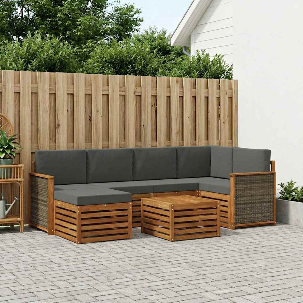 Outdoor-Sofagarnitur 6 stk. Natur und Anthrazit