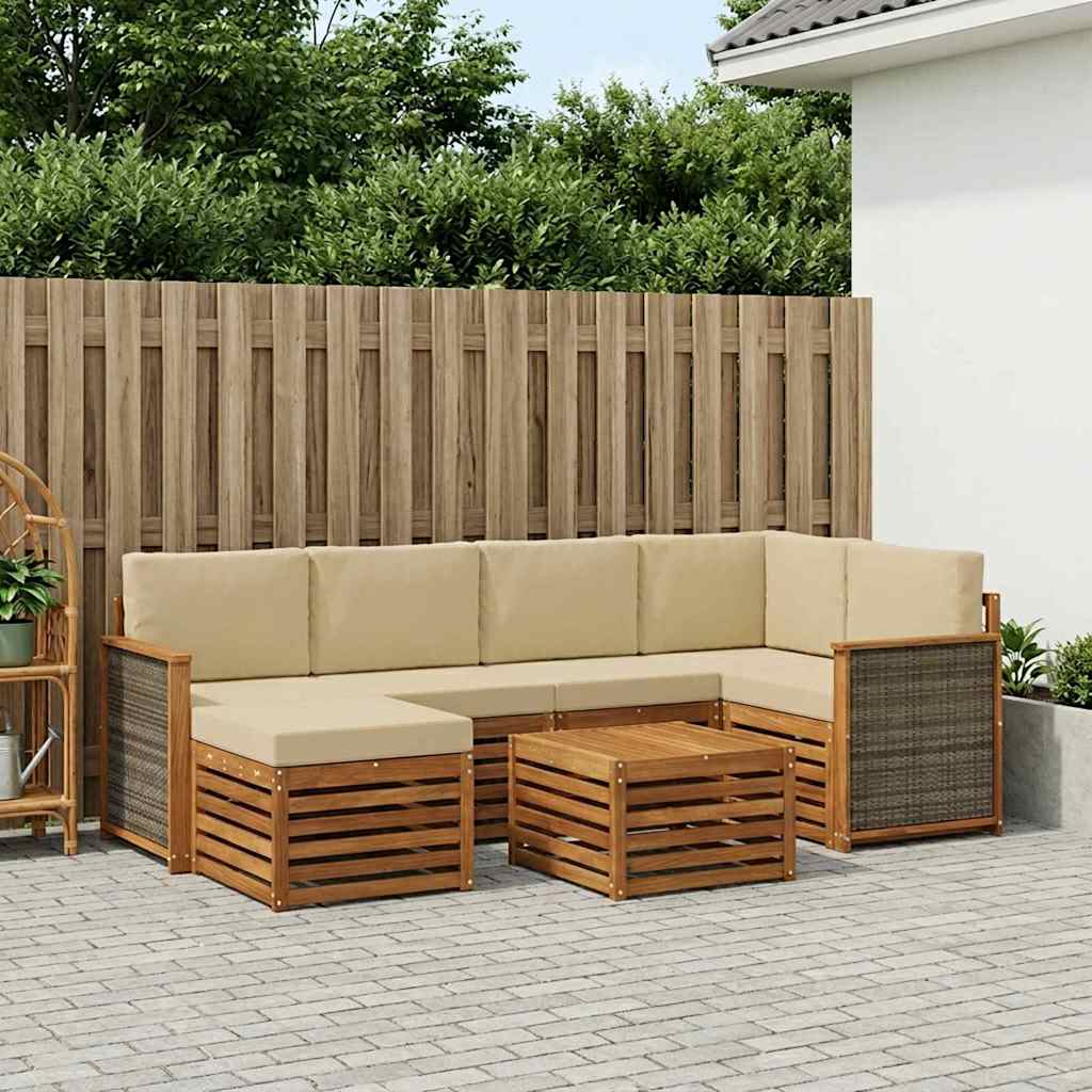Outdoor-Sofagarnitur 6 stk. Natur