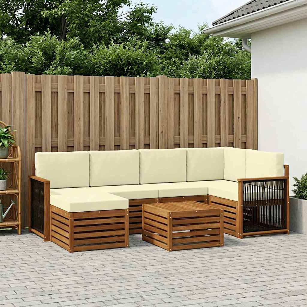 Outdoor-Sofagarnitur 6 stk. Natur und Creme