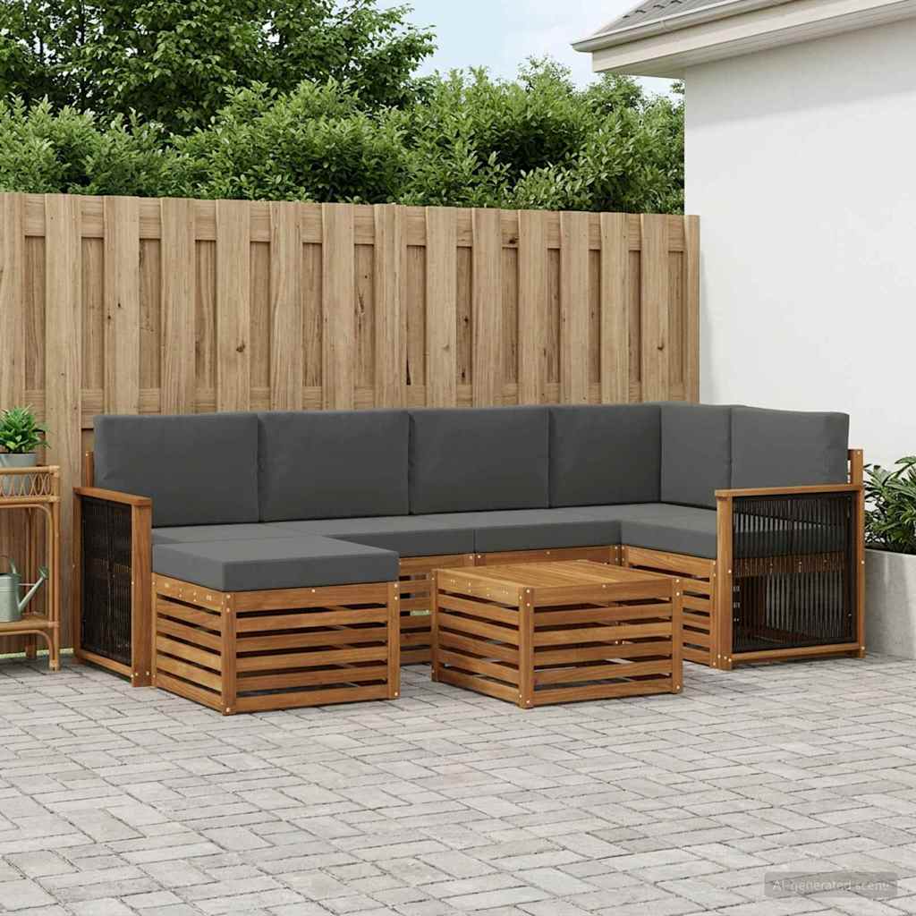 Outdoor-Sofagarnitur 6 stk. Natur und Anthrazit