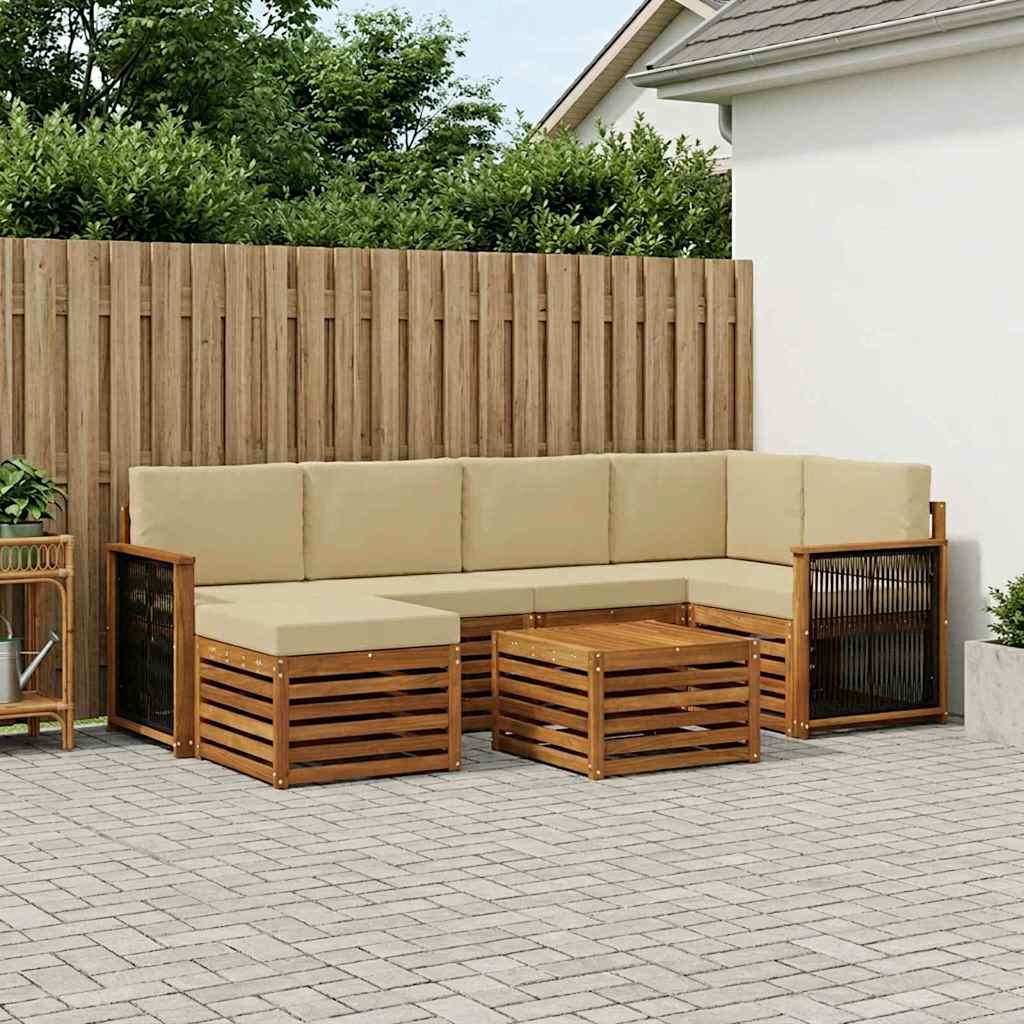 Outdoor-Sofagarnitur 6 stk. Natur