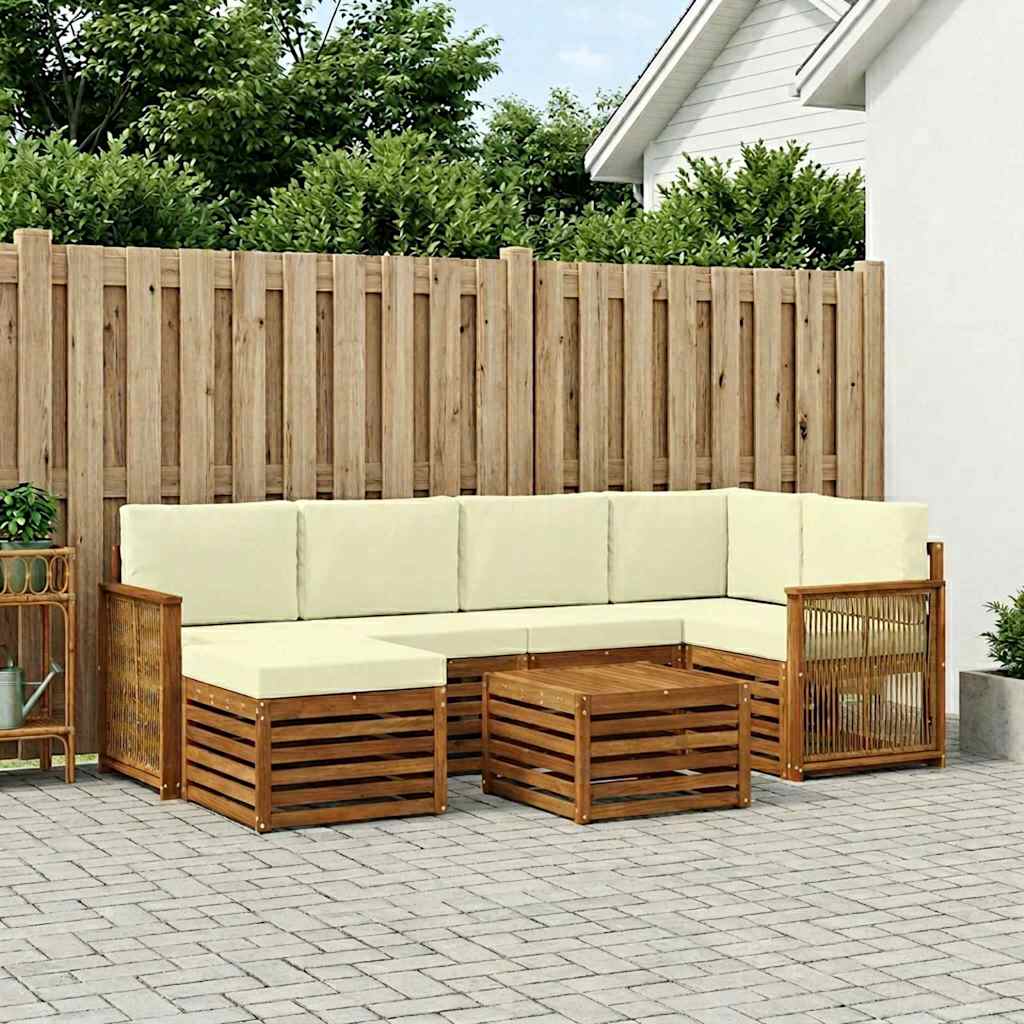 Outdoor-Sofagarnitur 6 stk. Natur und Creme