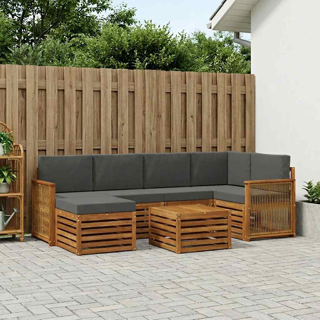 Outdoor-Sofagarnitur 6 stk. Natur und Anthrazit
