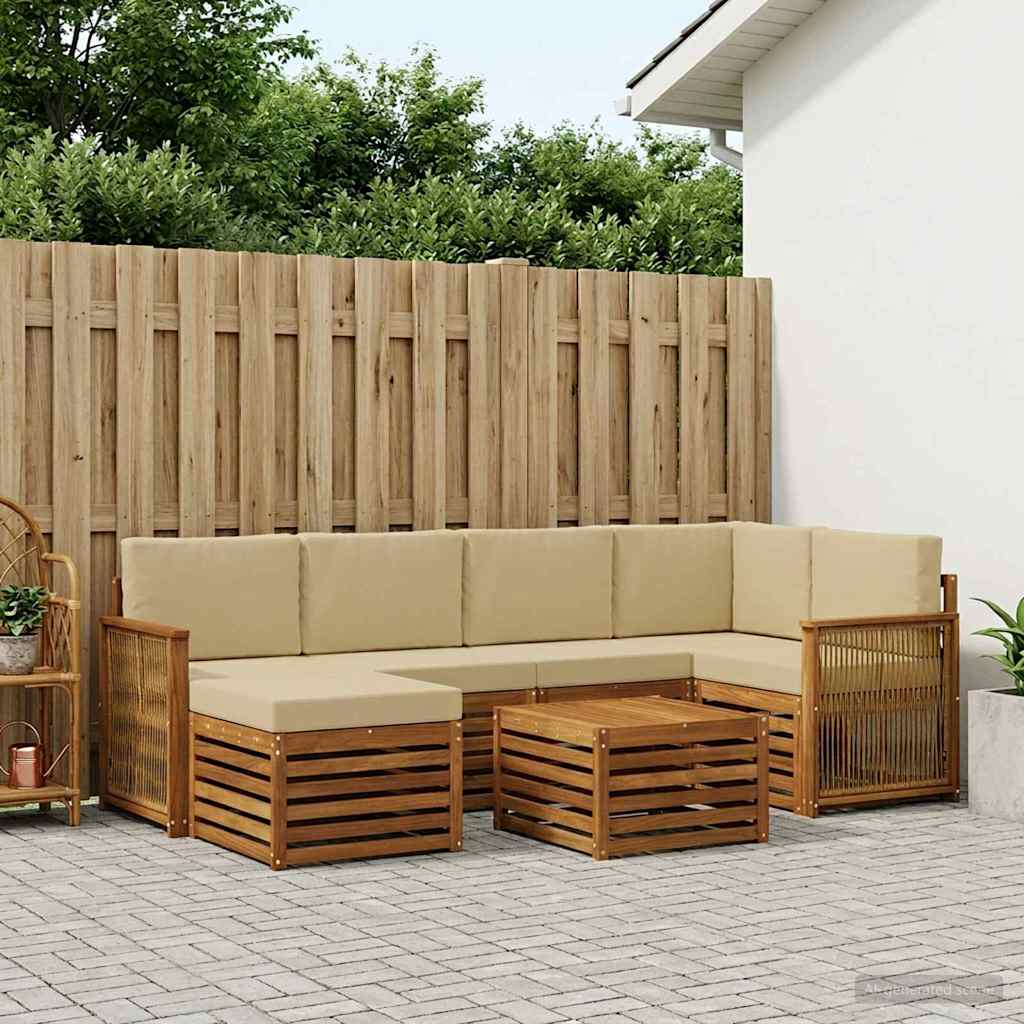Outdoor-Sofagarnitur 6 stk. Natur