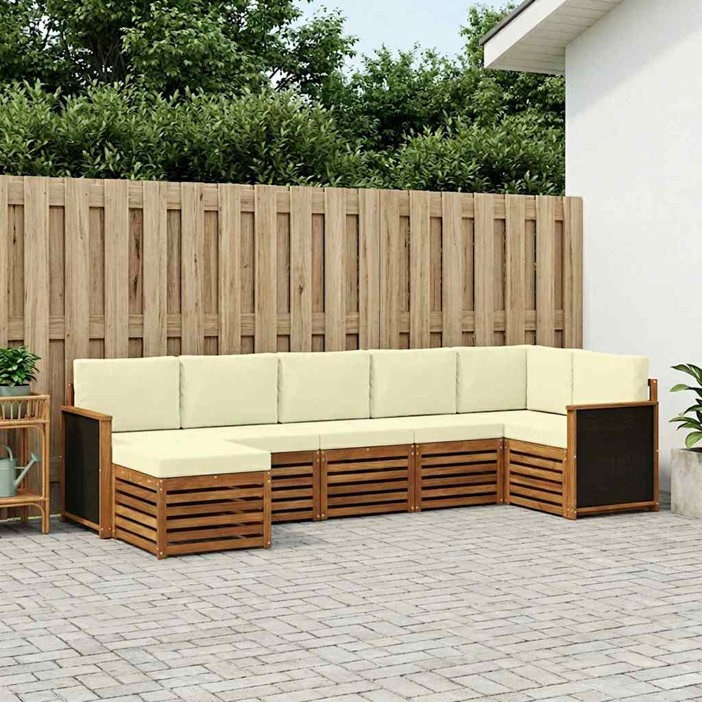 Outdoor-Sofagarnitur 6 stk. Natur und Creme