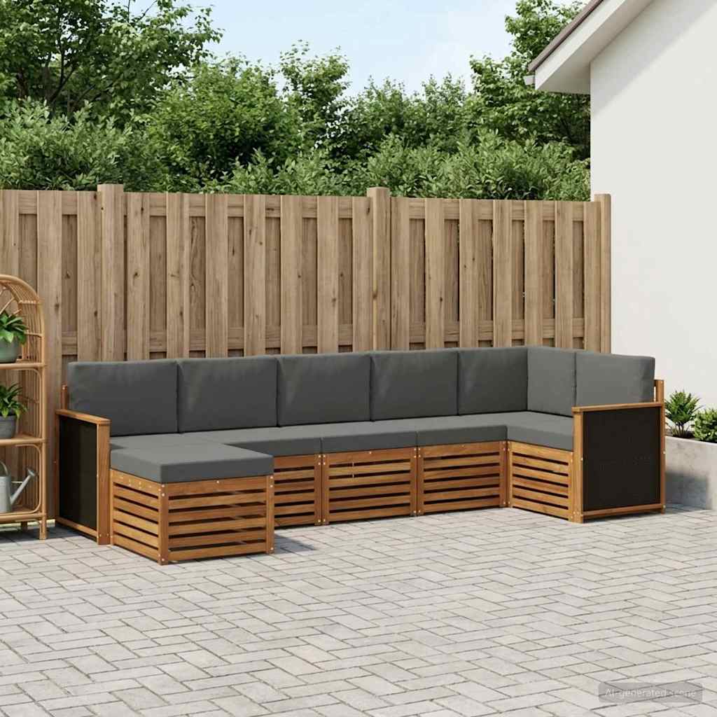 Outdoor-Sofagarnitur 6 stk. Natur und Anthrazit