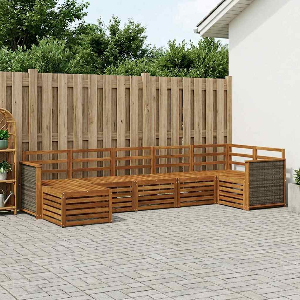 Outdoor-Sofagarnitur 6 stk. Natur Massivholz Akazie