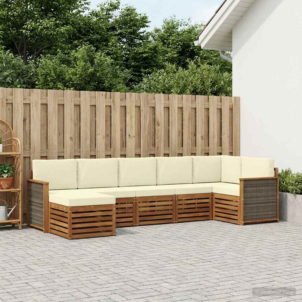 Outdoor-Sofagarnitur 6 stk. Natur und Creme