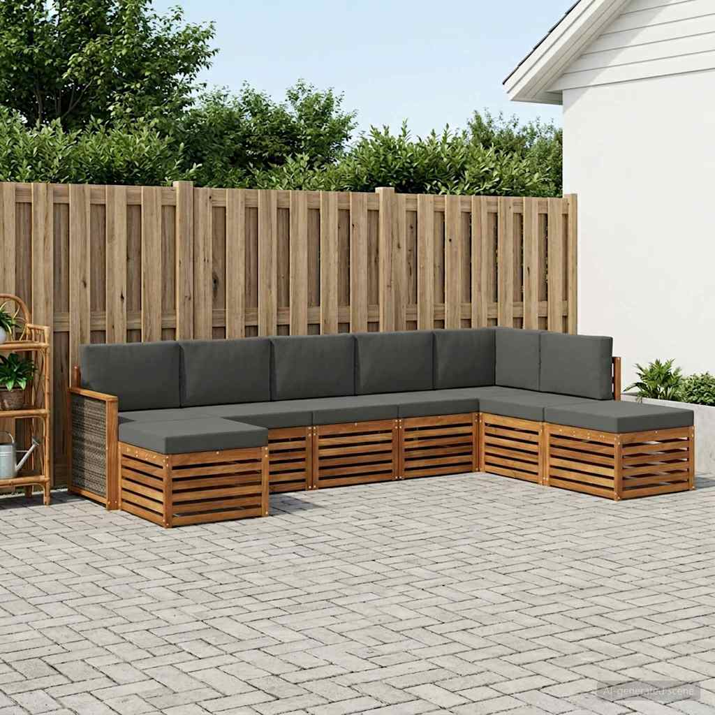 Outdoor-Sofagarnitur 6 stk. Natur und Anthrazit