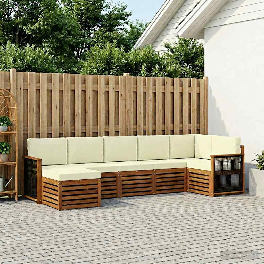 Outdoor-Sofagarnitur 6 stk. Natur und Creme