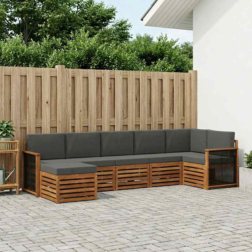Outdoor-Sofagarnitur 6 stk. Natur und Anthrazit