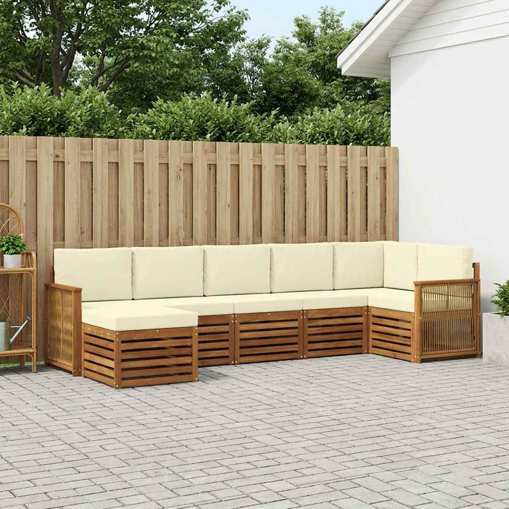 Outdoor-Sofagarnitur 6 stk. Natur und Creme