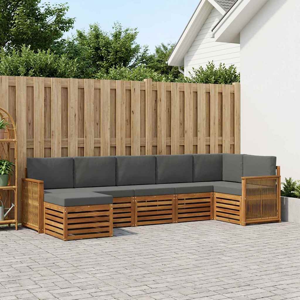 Outdoor-Sofagarnitur 6 stk. Natur und Anthrazit