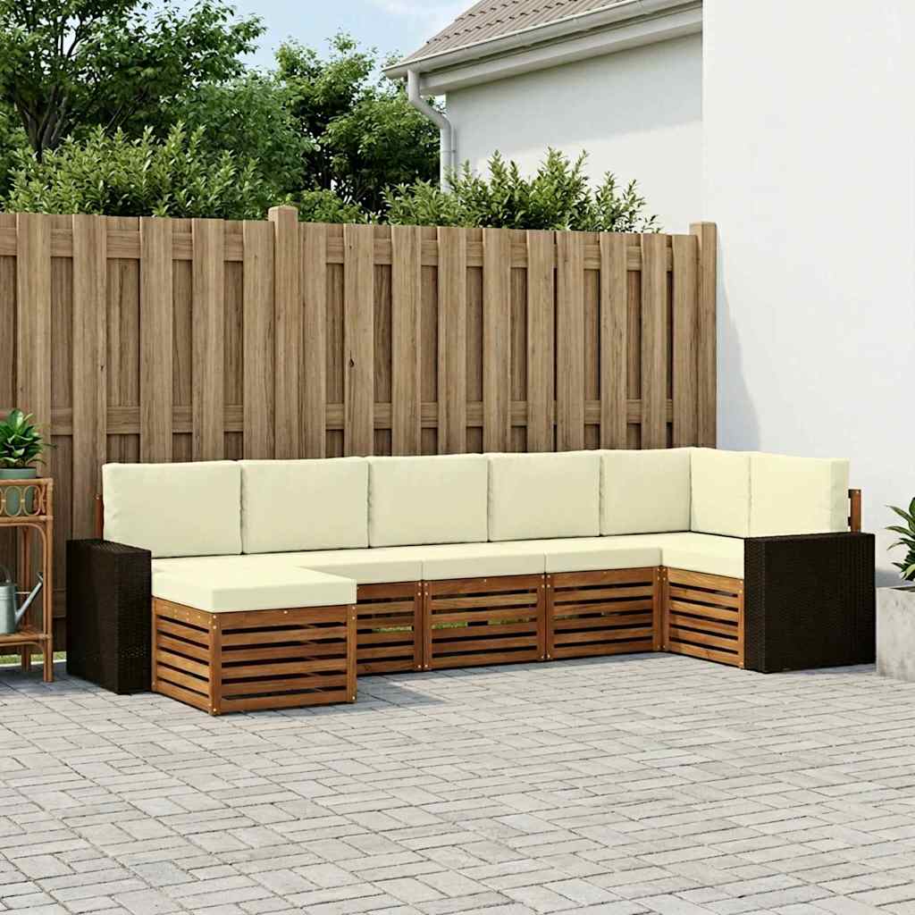 Outdoor-Sofagarnitur 7 stk. Natur und Creme