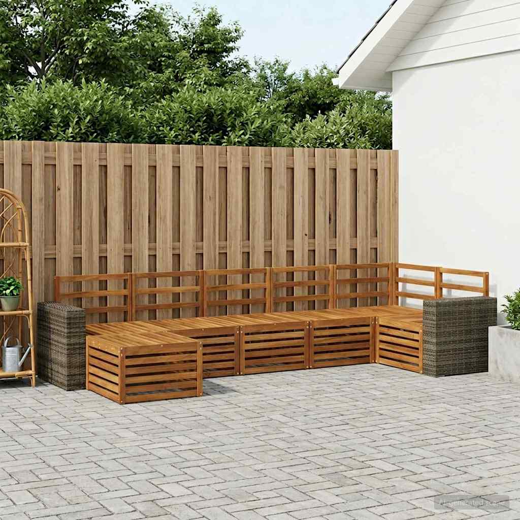 Outdoor-Sofagarnitur 7 stk. Natur