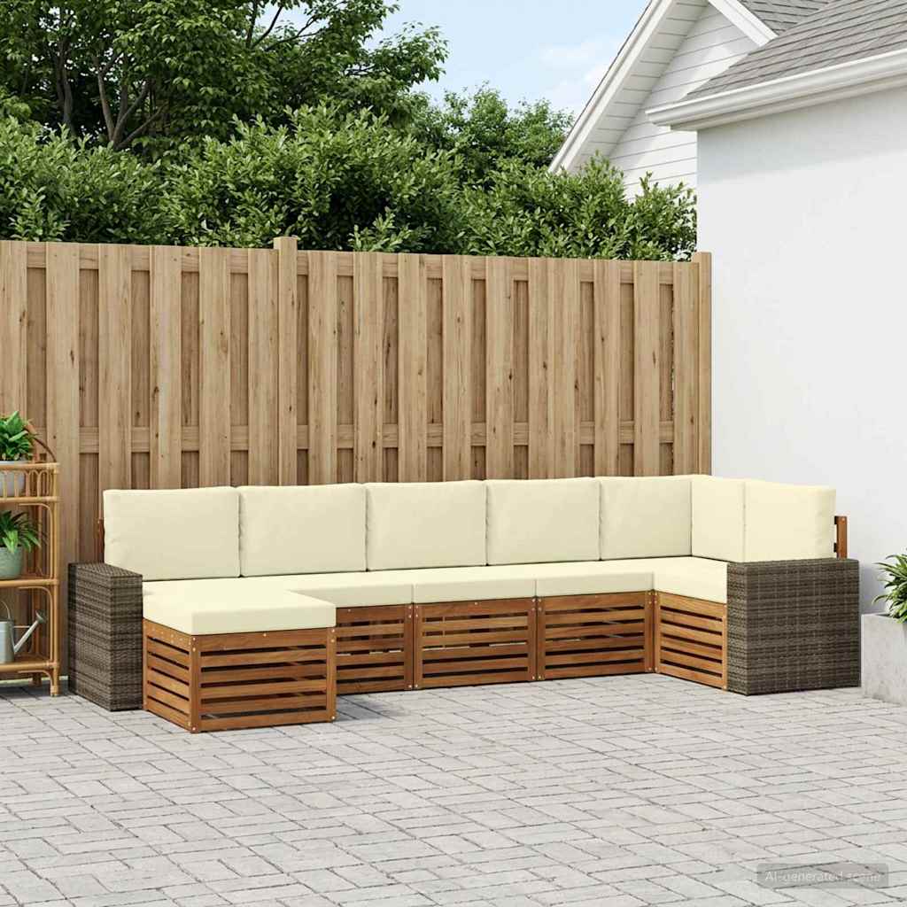 Outdoor-Sofagarnitur 7 stk. Natur und Creme