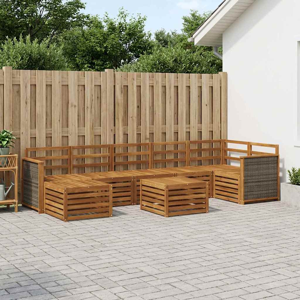 Outdoor-Sofagarnitur 7 stk. Natur Massivholz Akazie