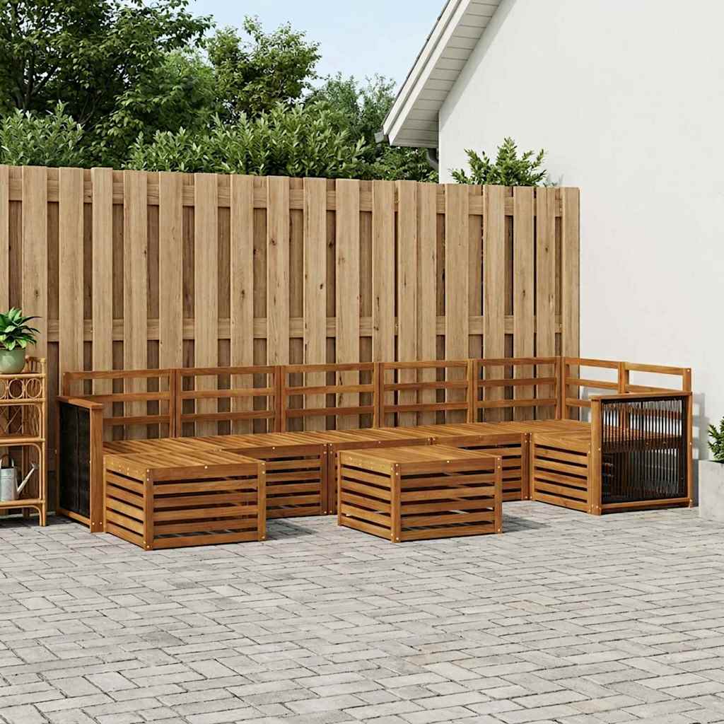 Outdoor-Sofagarnitur 7 stk. Natur Massivholz Akazie