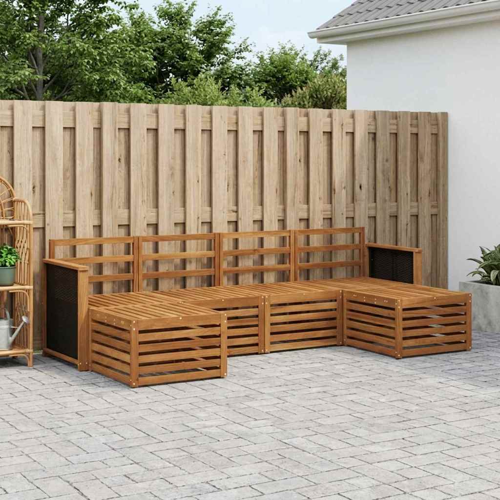 Outdoor-Sofagarnitur 5 stk. Natur Massivholz Akazie