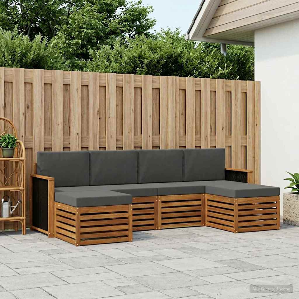 Outdoor-Sofagarnitur 5 stk. Natur und Anthrazit