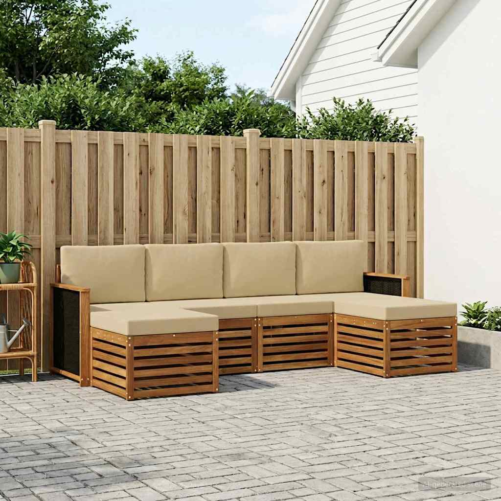 Outdoor-Sofagarnitur 5 stk. Natur