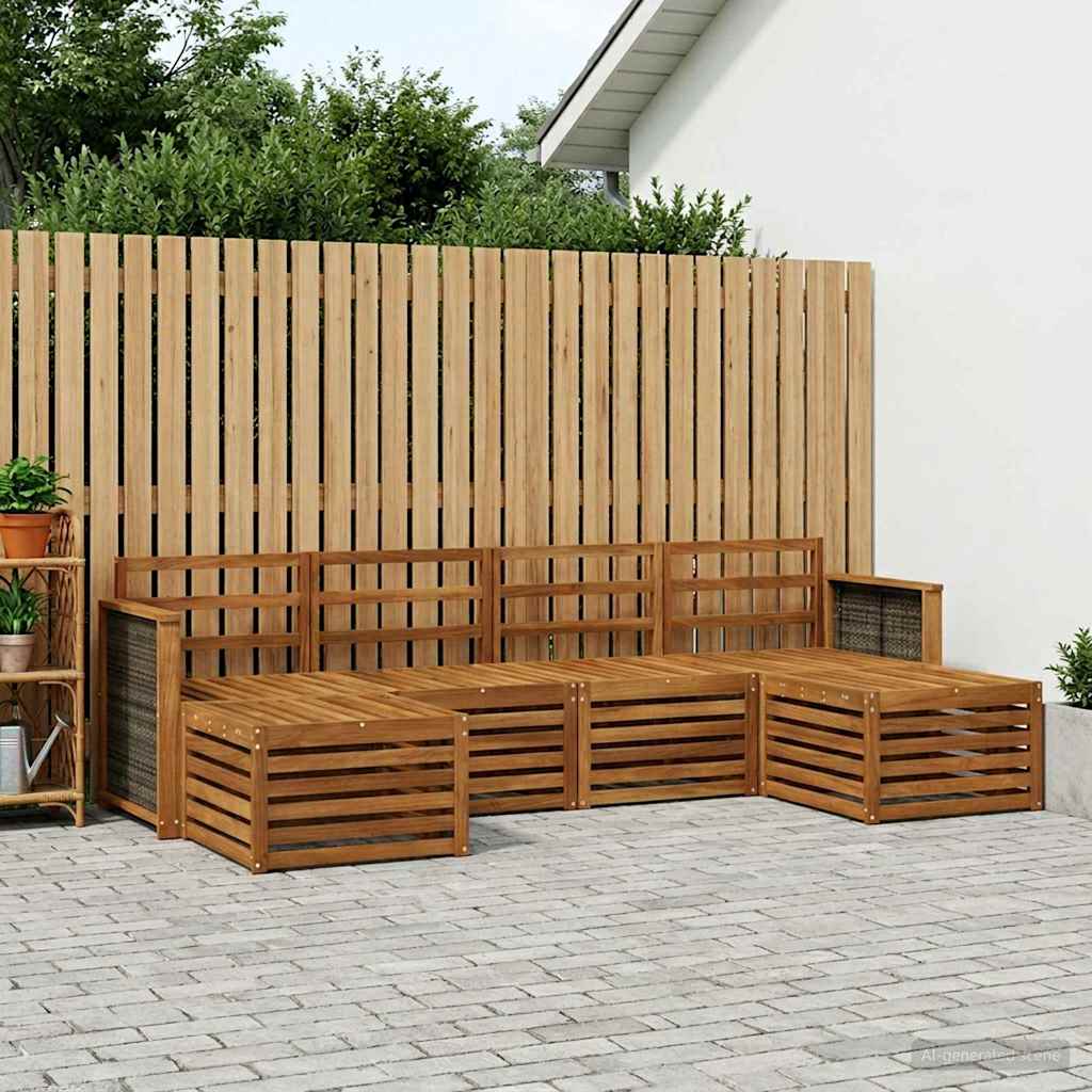 Outdoor-Sofagarnitur 5 stk. Natur Massivholz Akazie