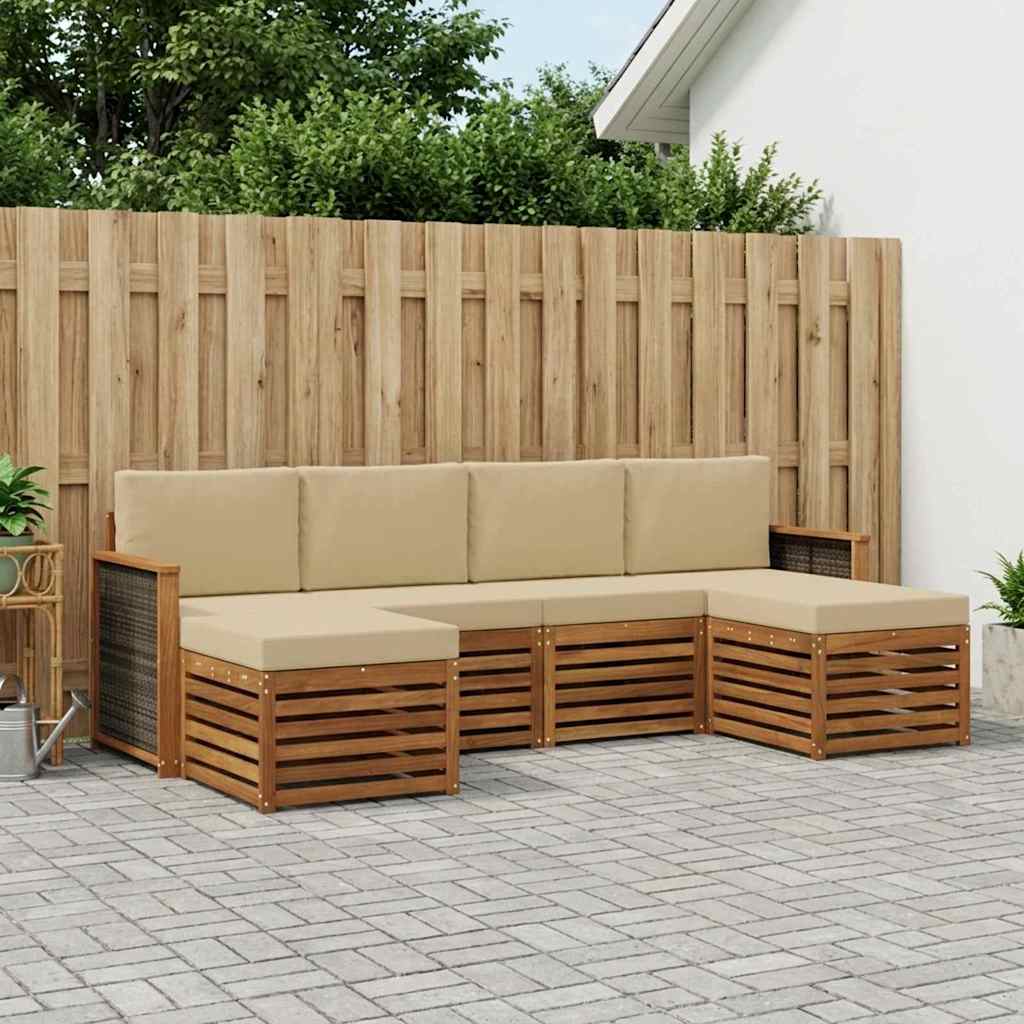 Outdoor-Sofagarnitur 5 stk. Natur