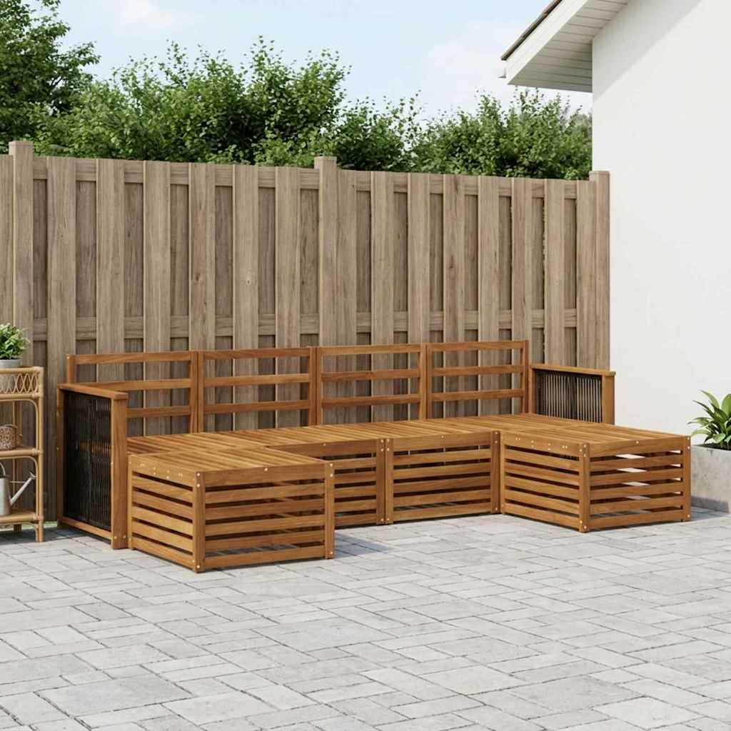 Outdoor-Sofagarnitur 5 stk. Natur Massivholz Akazie