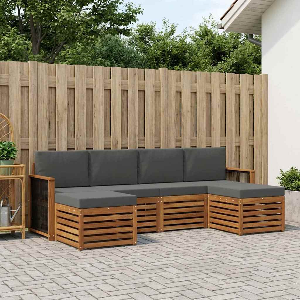 Outdoor-Sofagarnitur 5 stk. Natur und Anthrazit