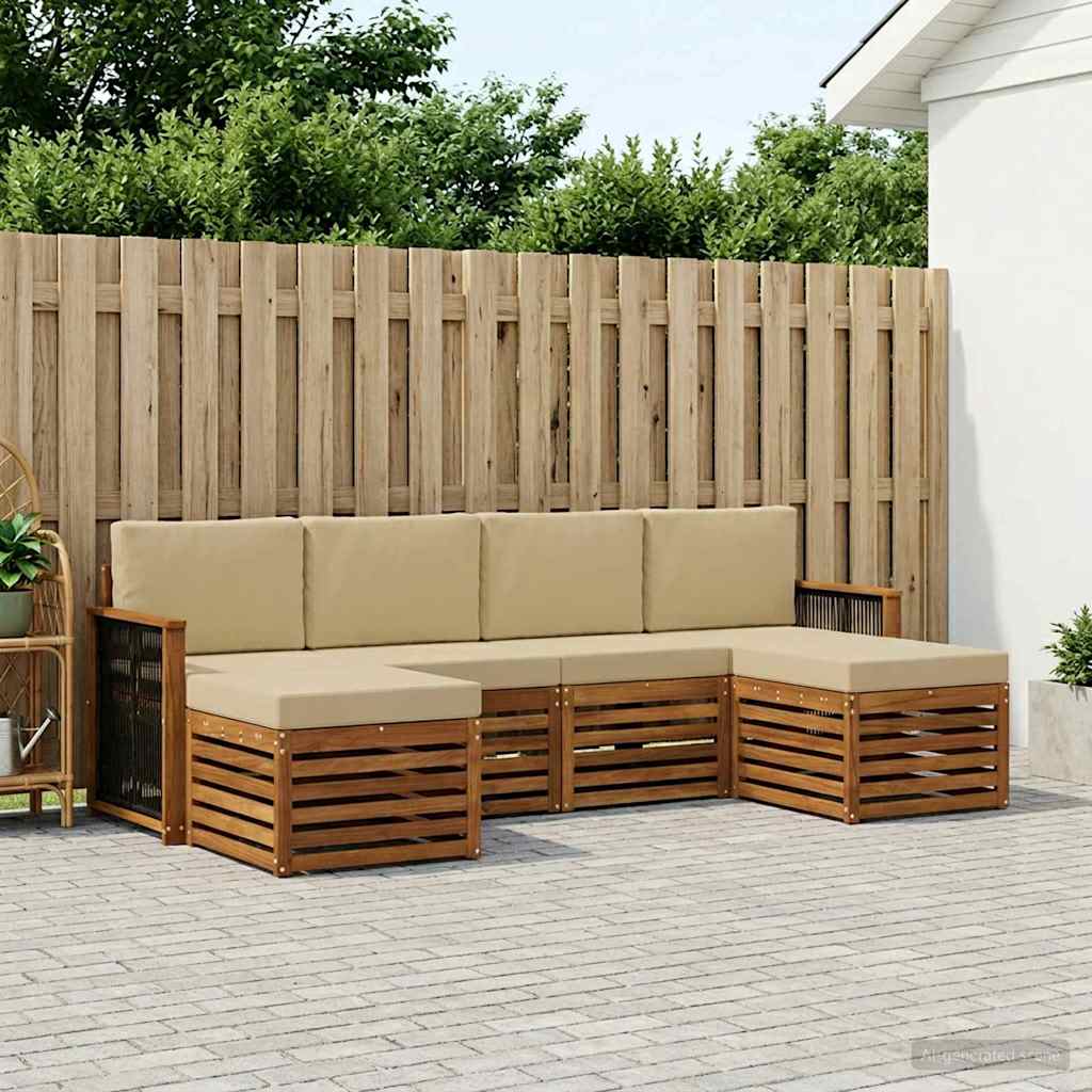 Outdoor-Sofagarnitur 5 stk. Natur