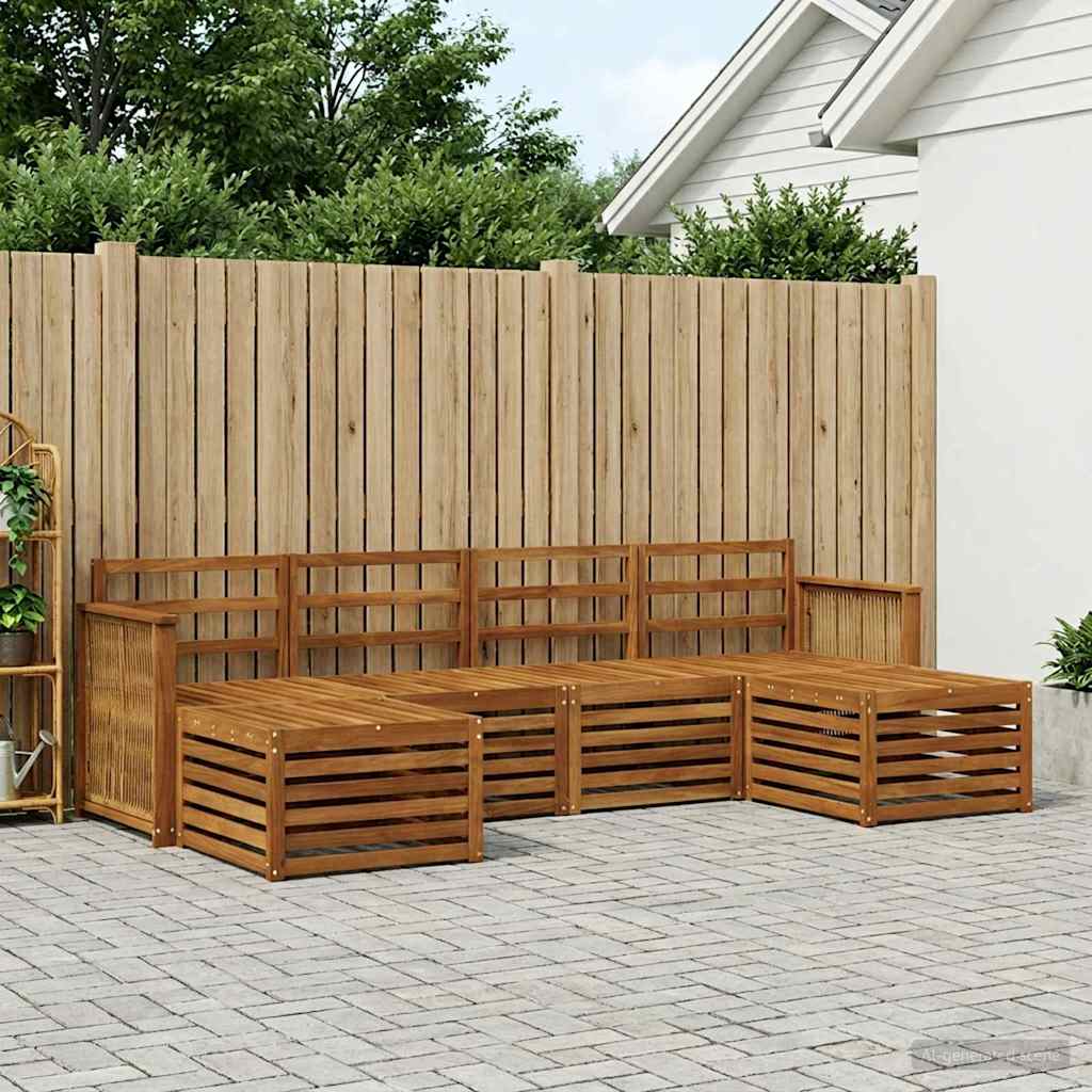 Outdoor-Sofagarnitur 5 stk. Natur Massivholz Akazie