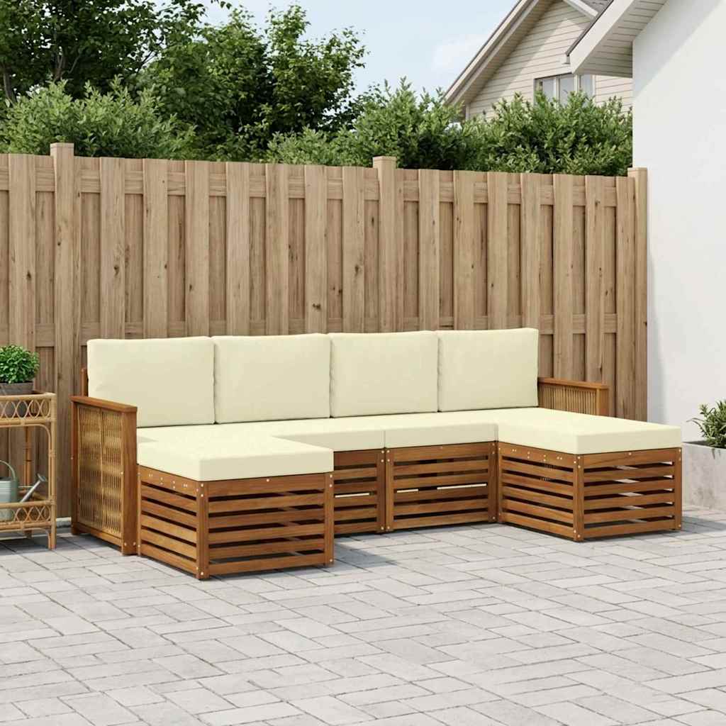 Outdoor-Sofagarnitur 5 stk. Natur und Creme