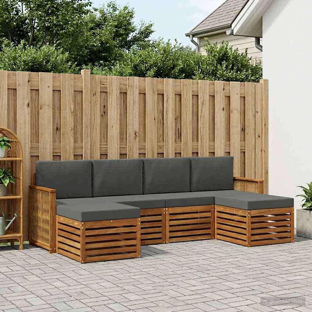 Outdoor-Sofagarnitur 5 stk. Natur und Anthrazit