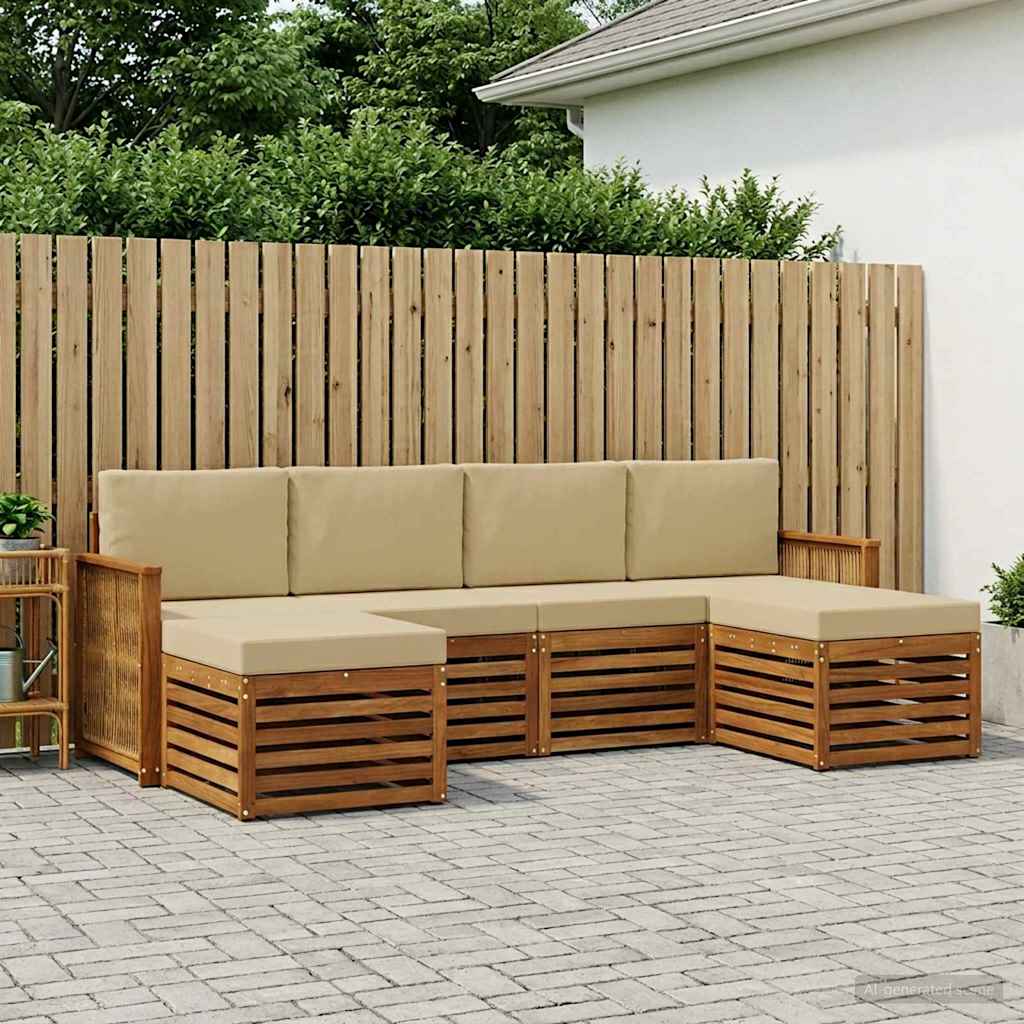 Outdoor-Sofagarnitur 5 stk. Natur