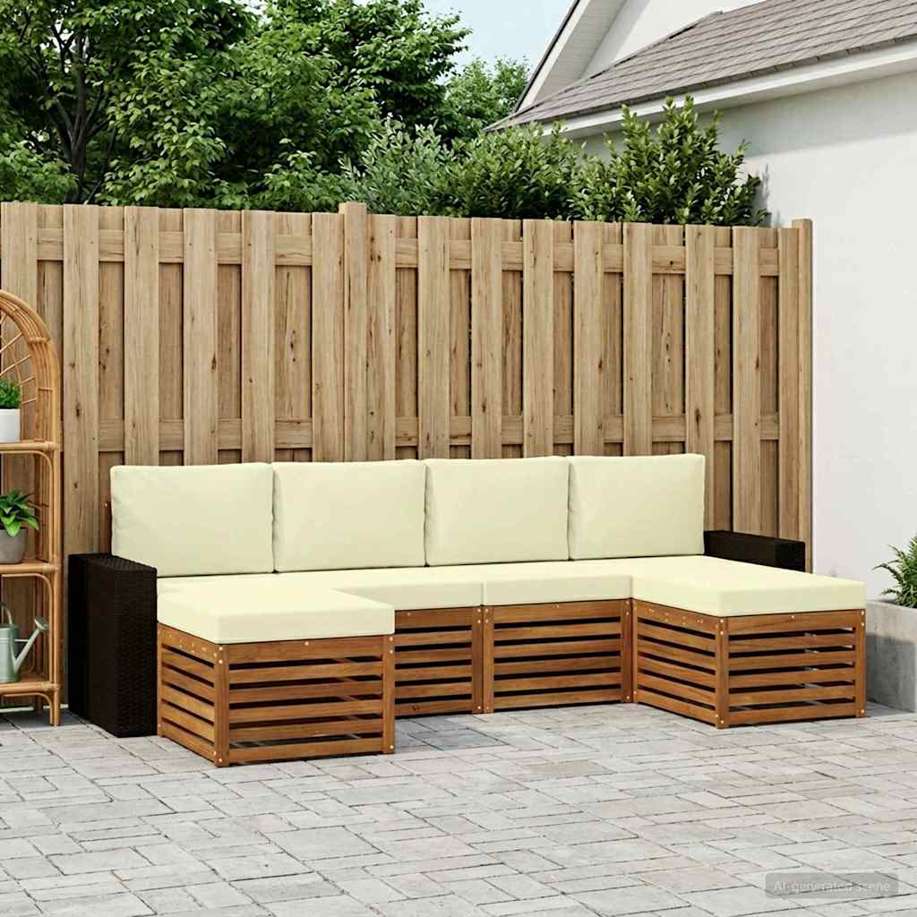 Outdoor-Sofagarnitur 6 stk. Natur und Creme Polyester