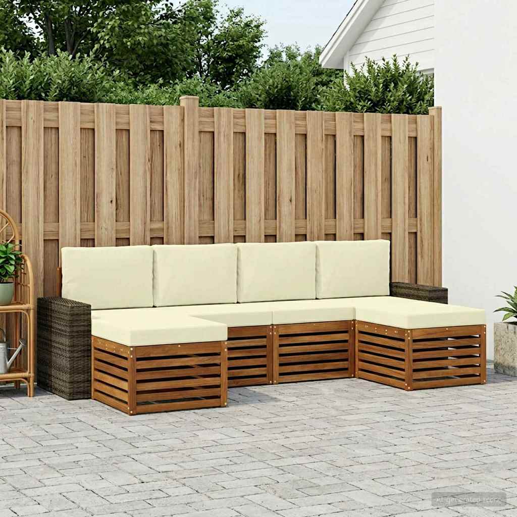 Outdoor-Sofagarnitur 6 stk. Natur und Creme Polyester