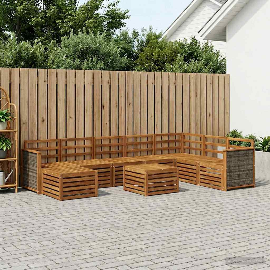 Outdoor-Sofagarnitur 7 stk. Natur Massivholz Akazie