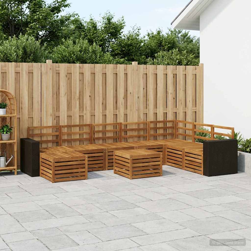 Outdoor-Sofagarnitur 9 stk. Natur Massivholz Akazie