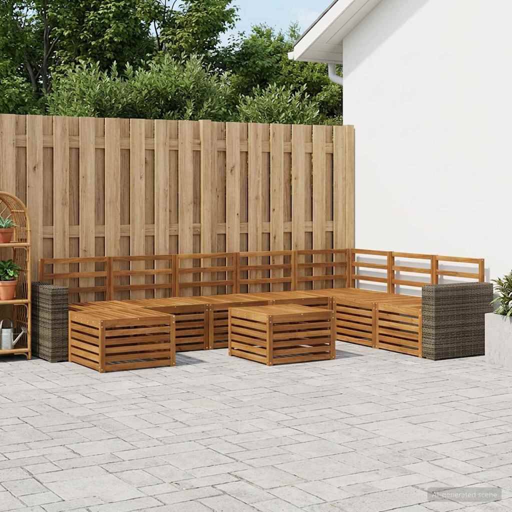 Outdoor-Sofagarnitur 9 stk. Natur Massivholz Akazie