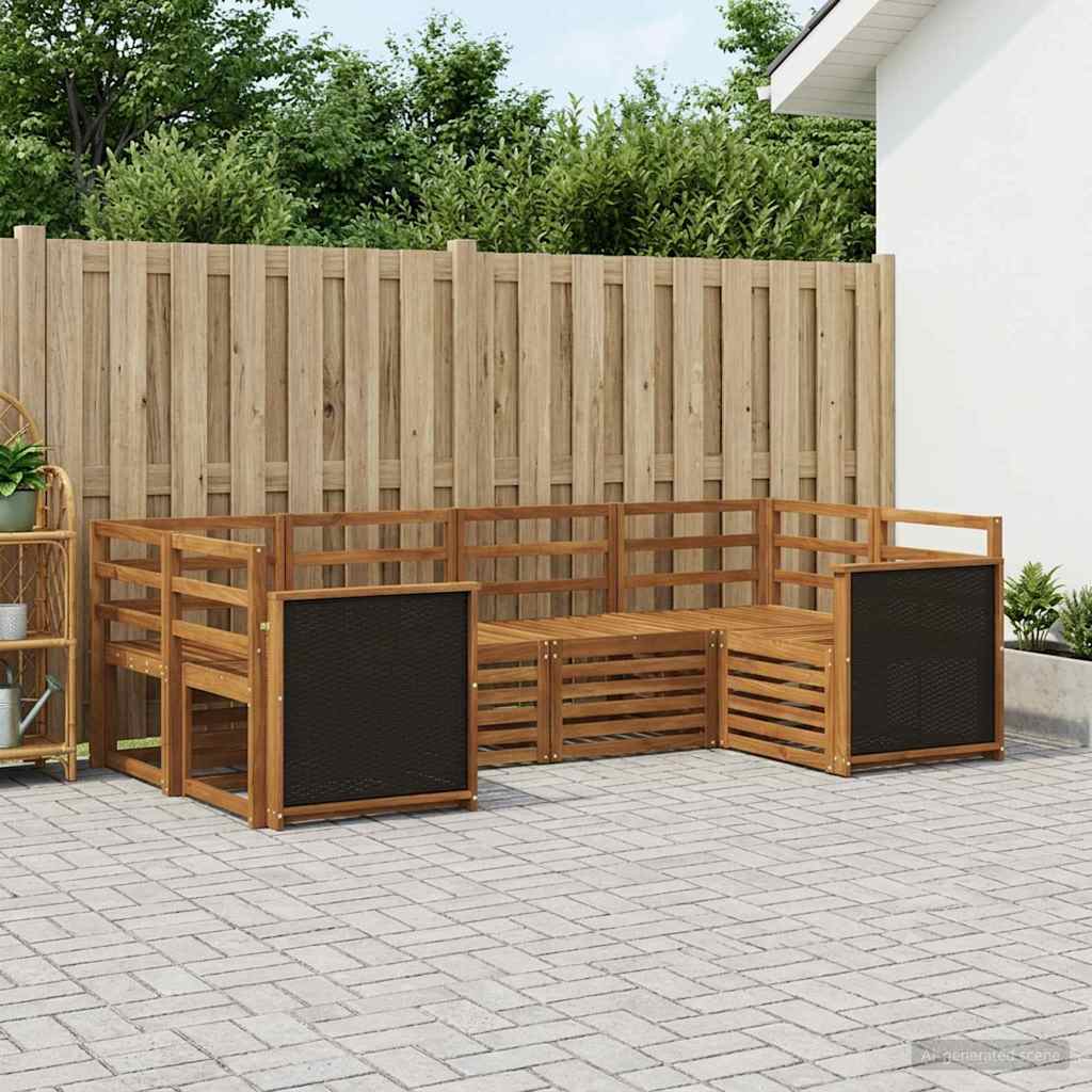 Outdoor-Sofagarnitur 5 stk. Natur Massivholz Akazie