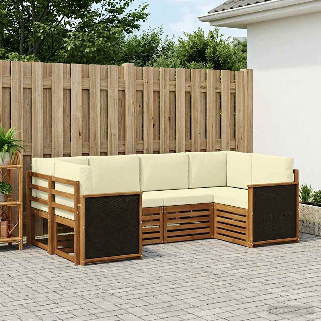Outdoor-Sofagarnitur 5 stk. Natur und Creme