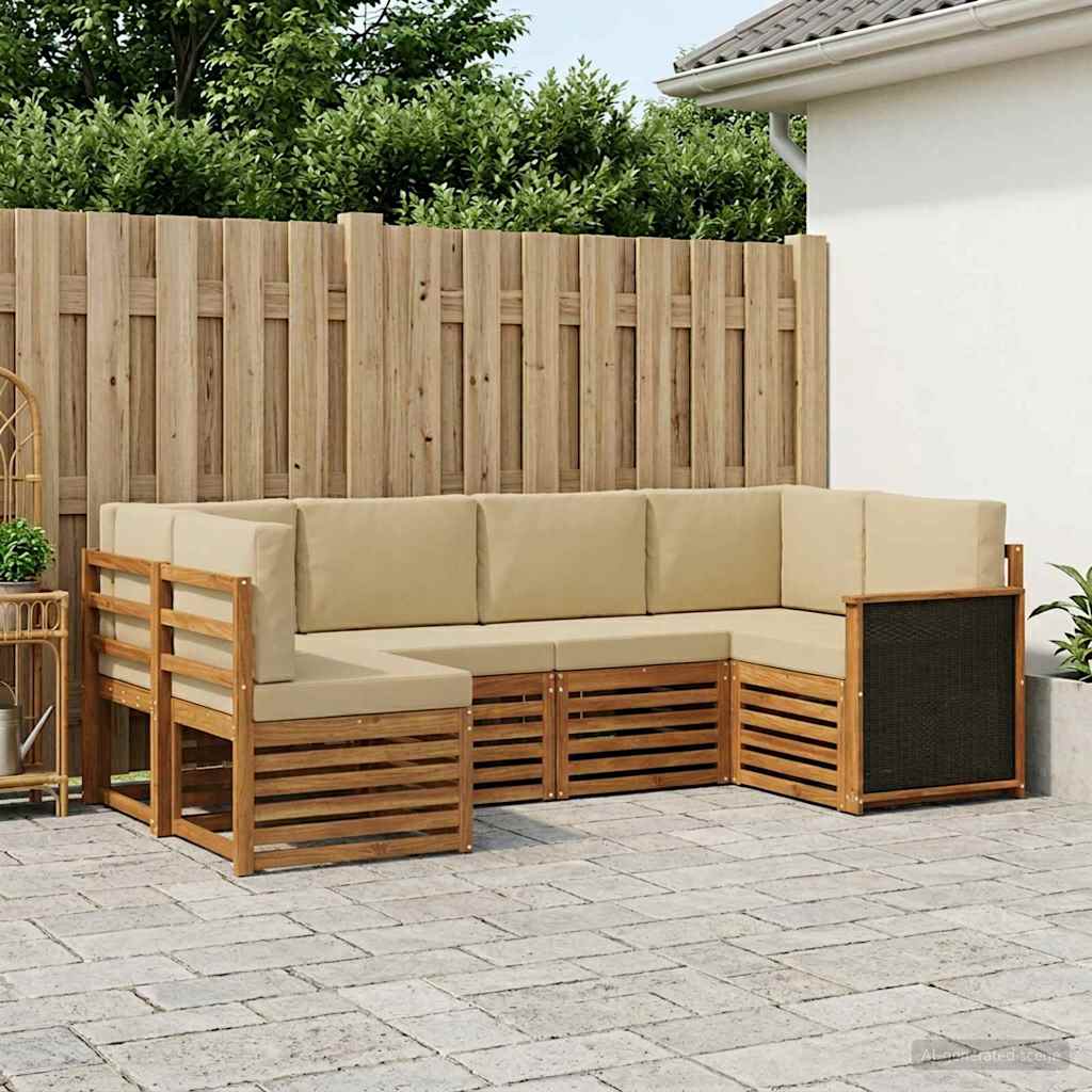 Outdoor-Sofagarnitur 5 stk. Natur