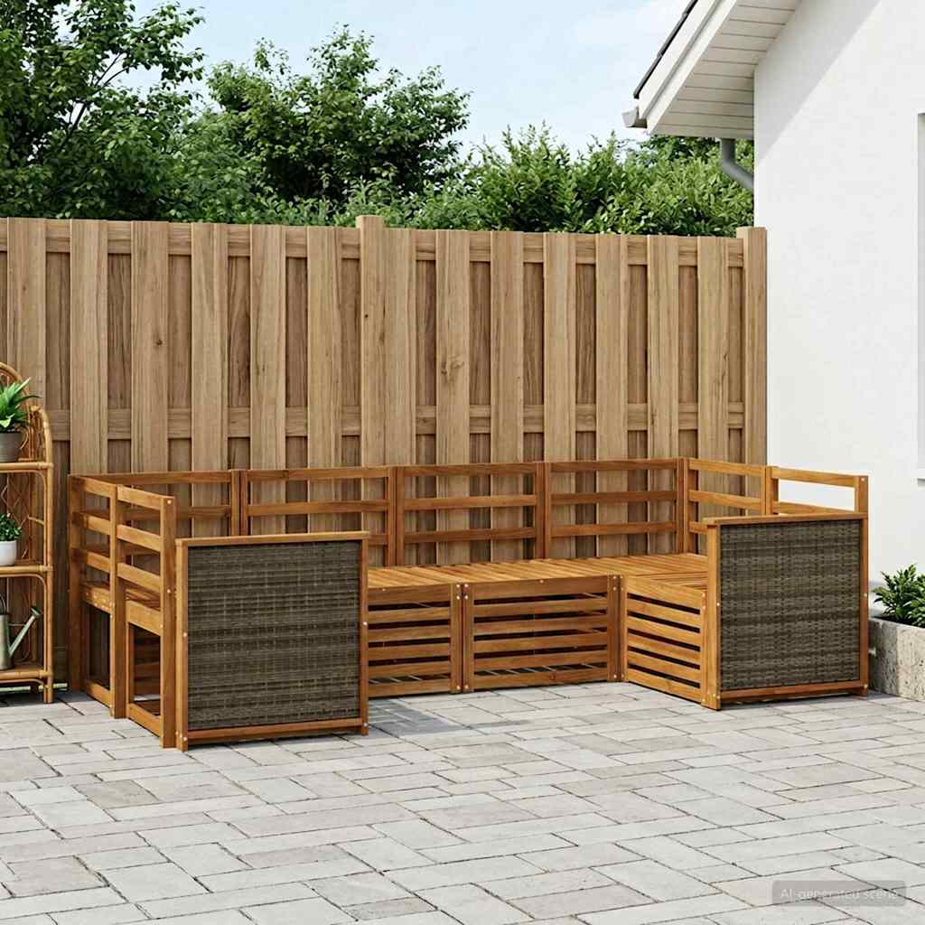 Outdoor-Sofagarnitur 5 stk. Natur Massivholz Akazie