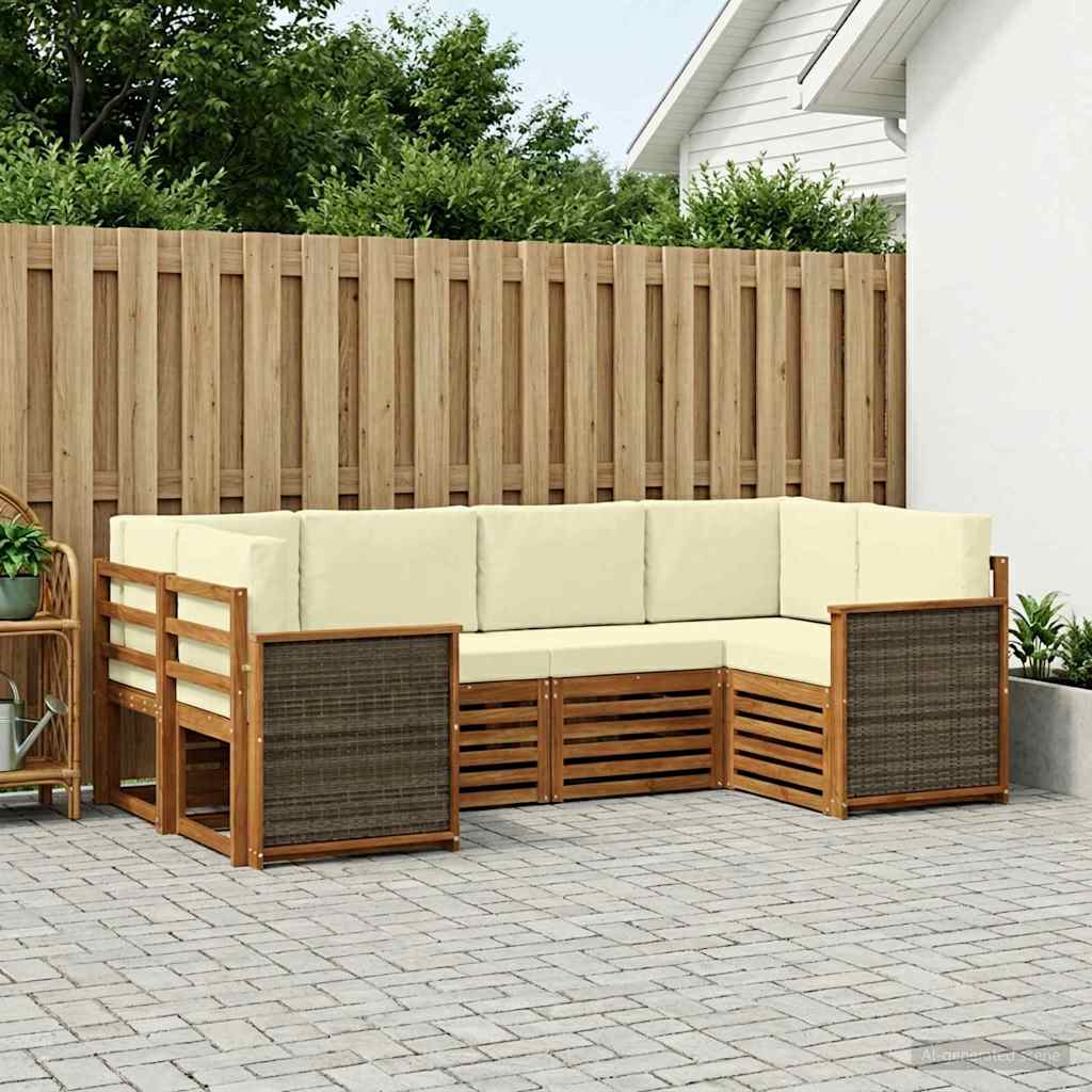 Outdoor-Sofagarnitur 5 stk. Natur und Creme